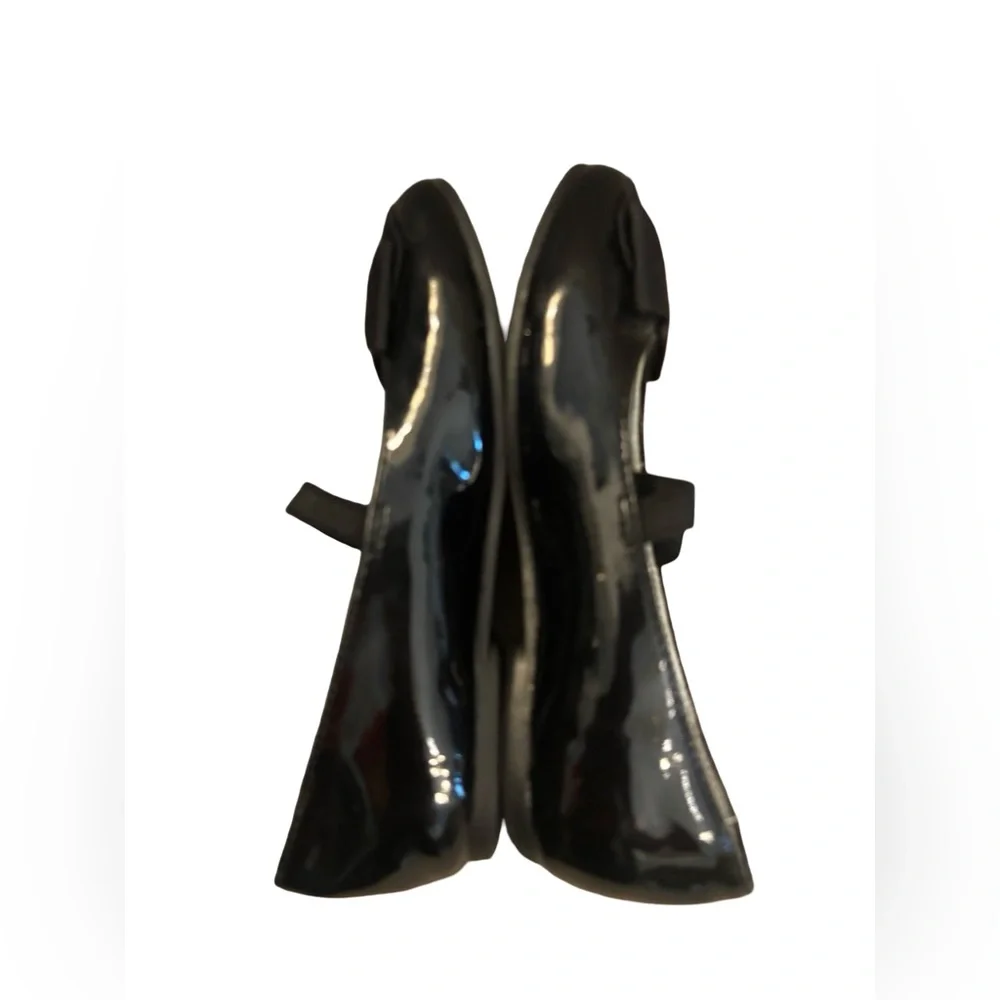 Nina Black Patent Preppy Classy Mary Jane Flats with Bow Accent Size 10
